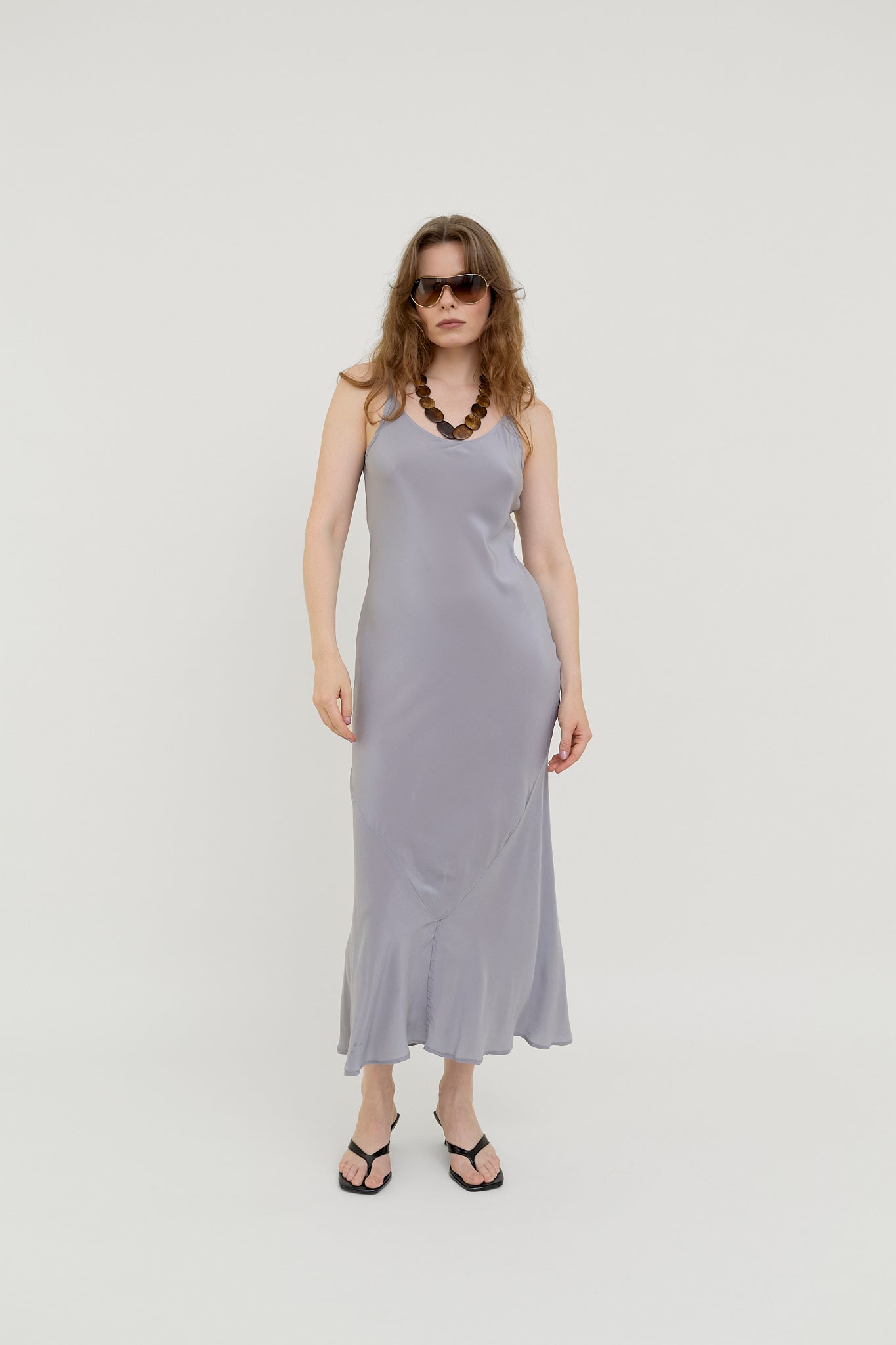 Silver grey slip silk dress