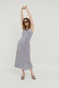 Silver grey slip silk dress