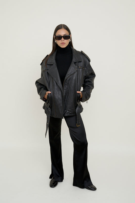 Oversized leather jacket