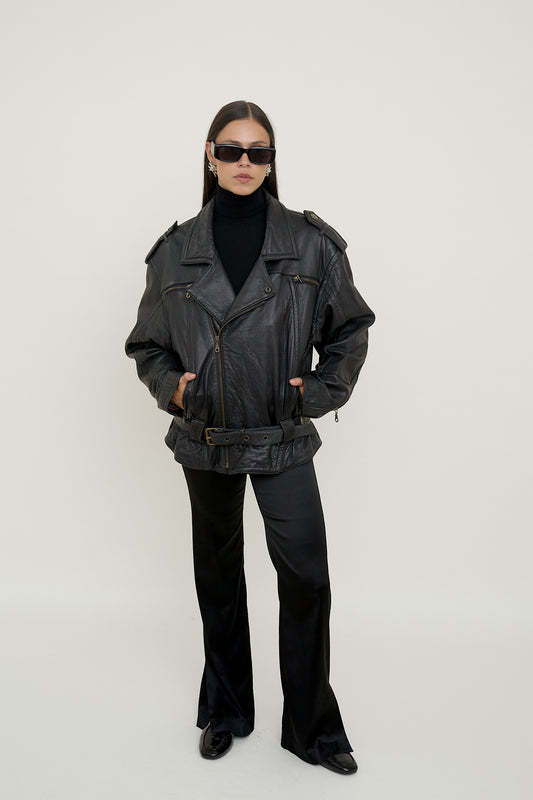 Oversized leather jacket