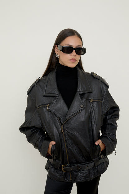 Oversized leather jacket