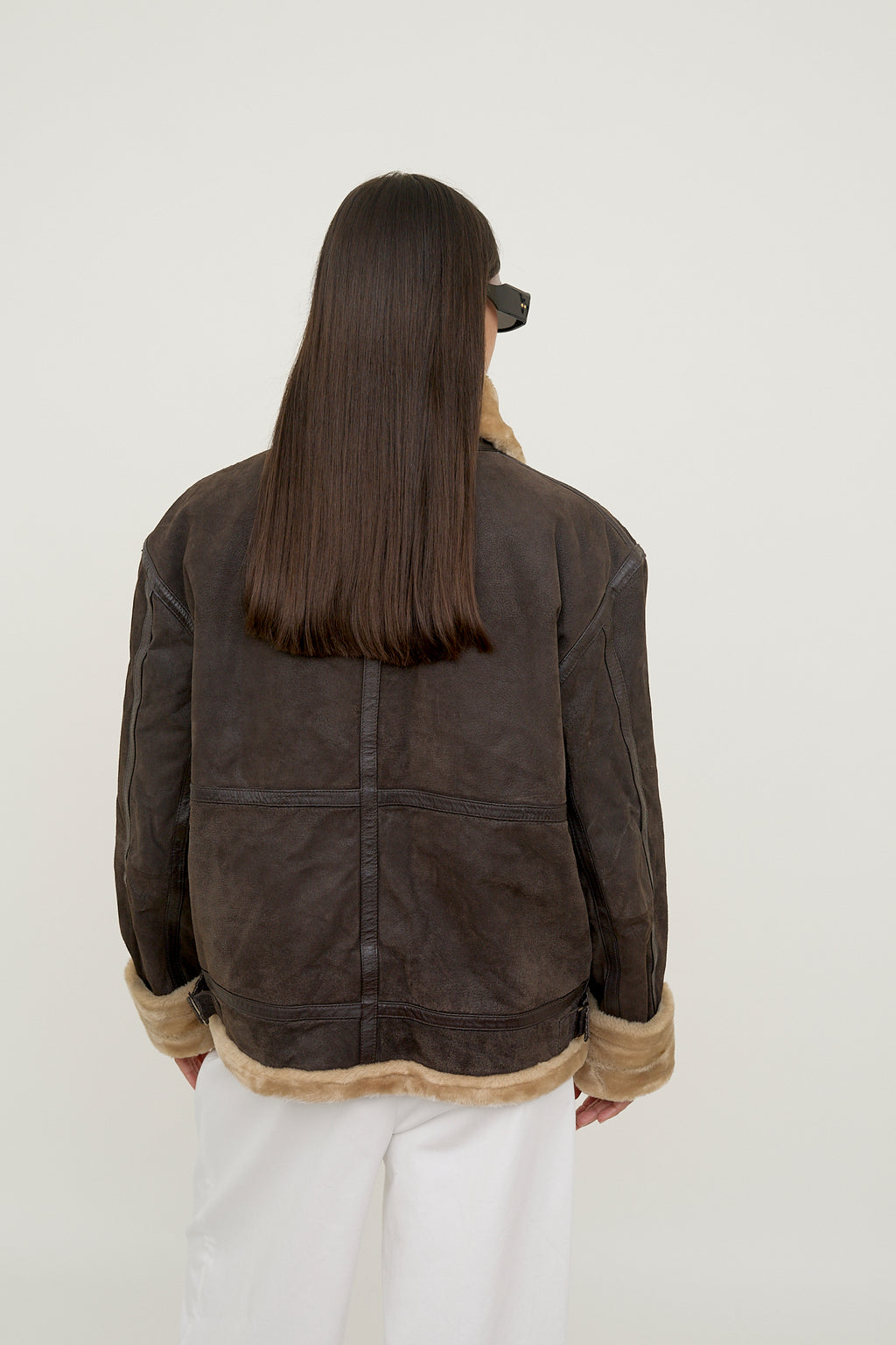 Sherpa-lined leather jacket