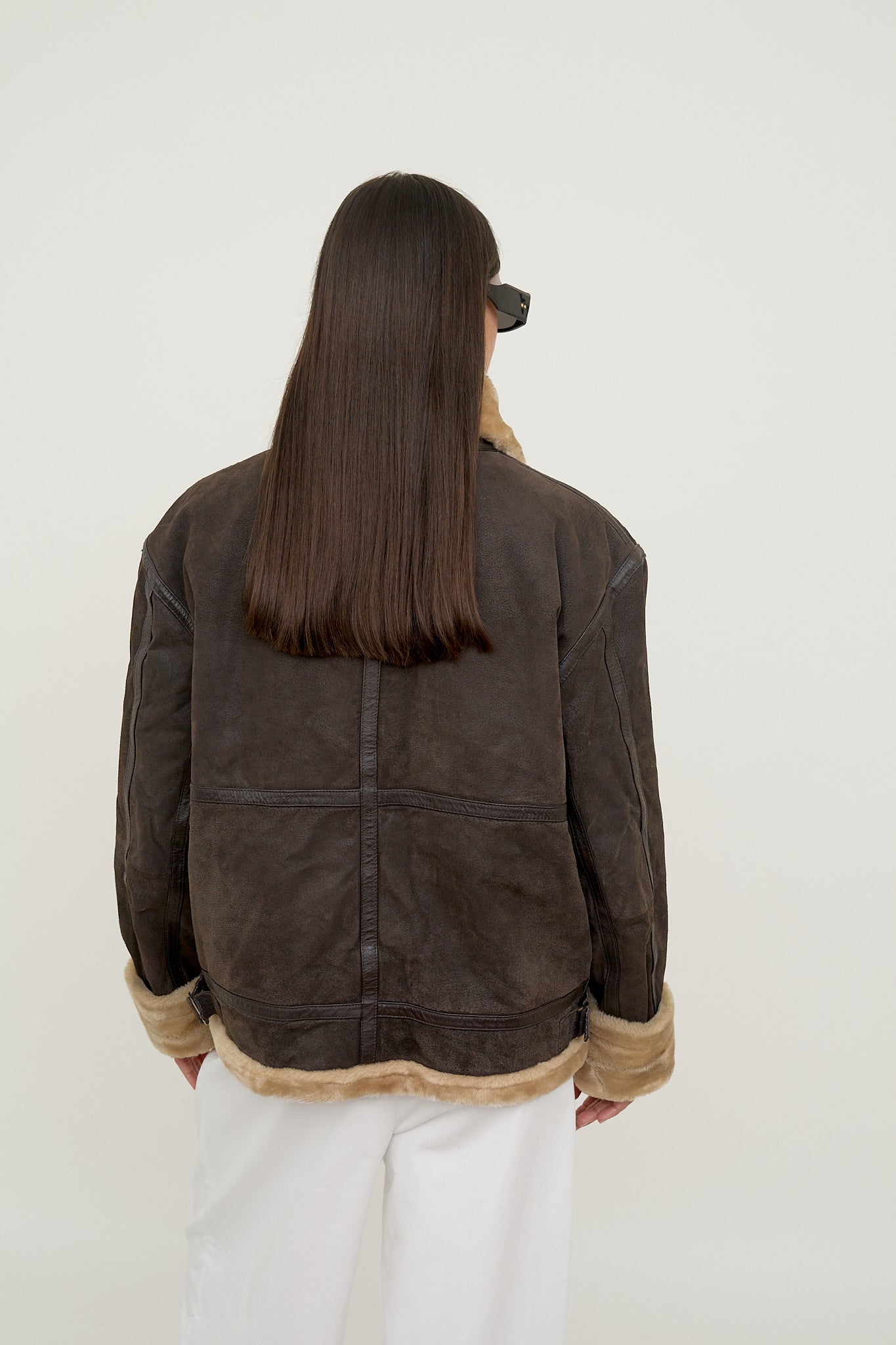 Sherpa-lined leather jacket