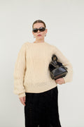 Aran cable knit wool jumper