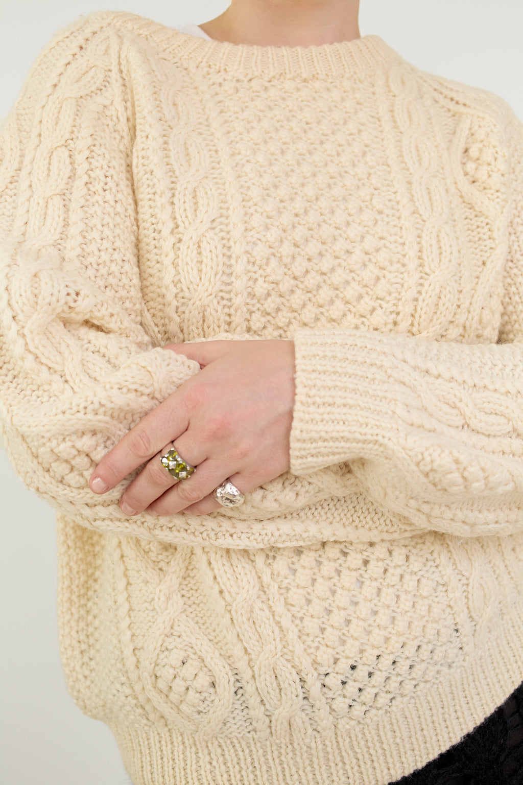 Aran cable knit wool jumper