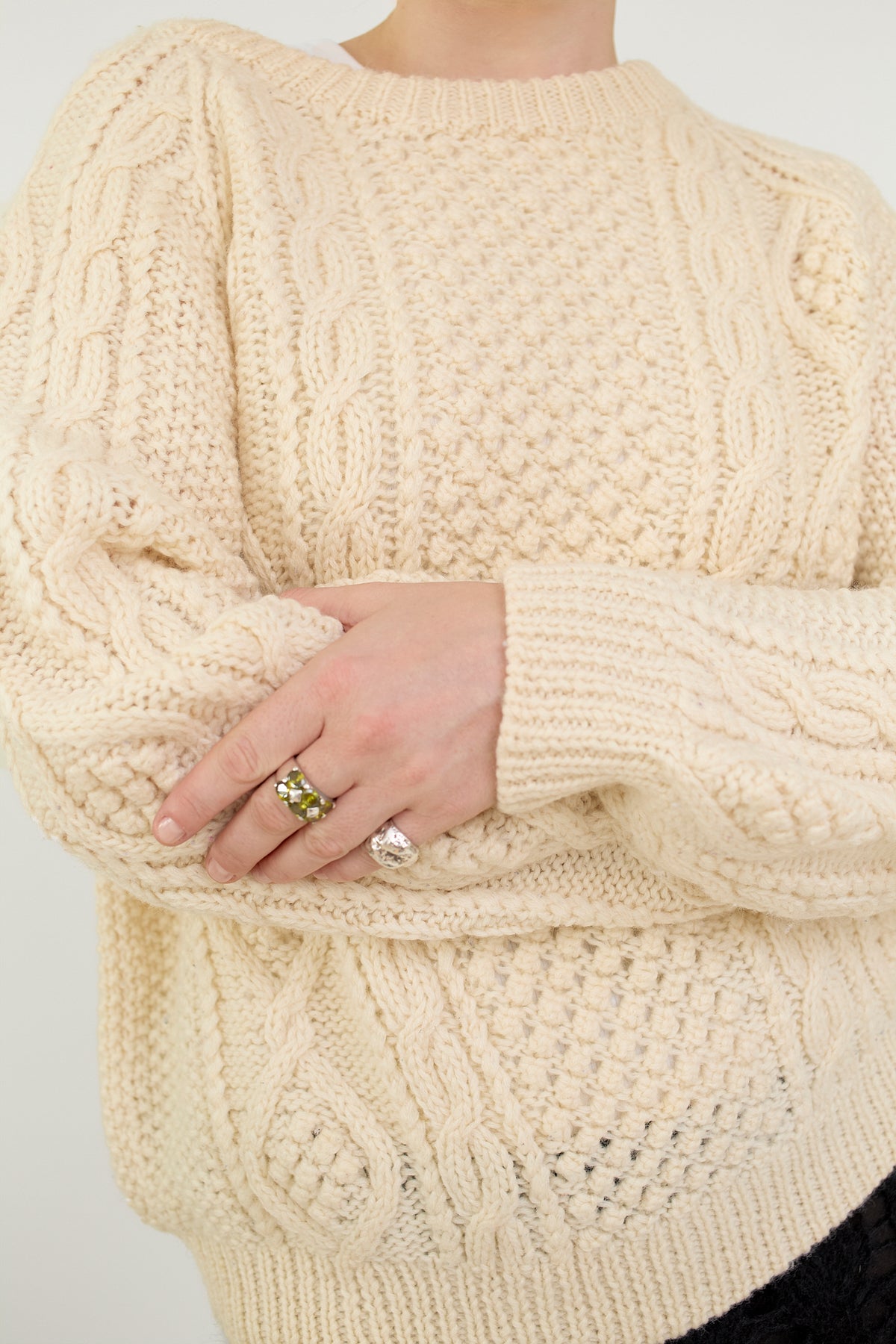 Aran cable knit wool jumper