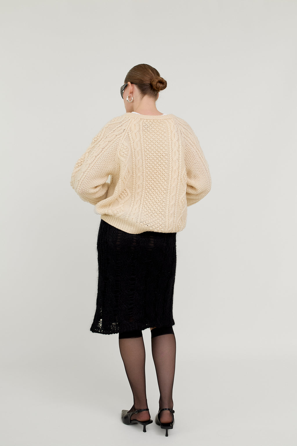 Aran cable knit wool jumper