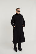 Wool cashmere military coat, plush collar