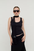 Black silk chiffon scarf