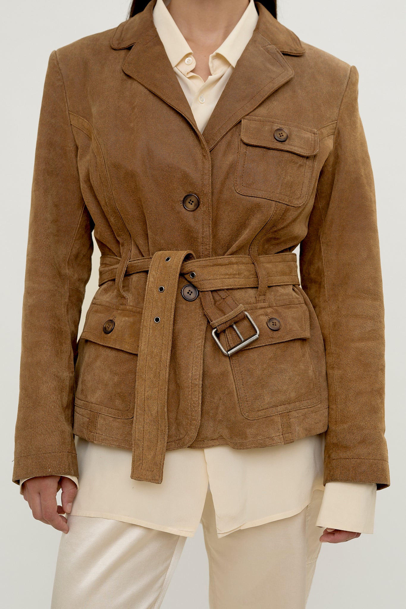Vintage belted leather jacket