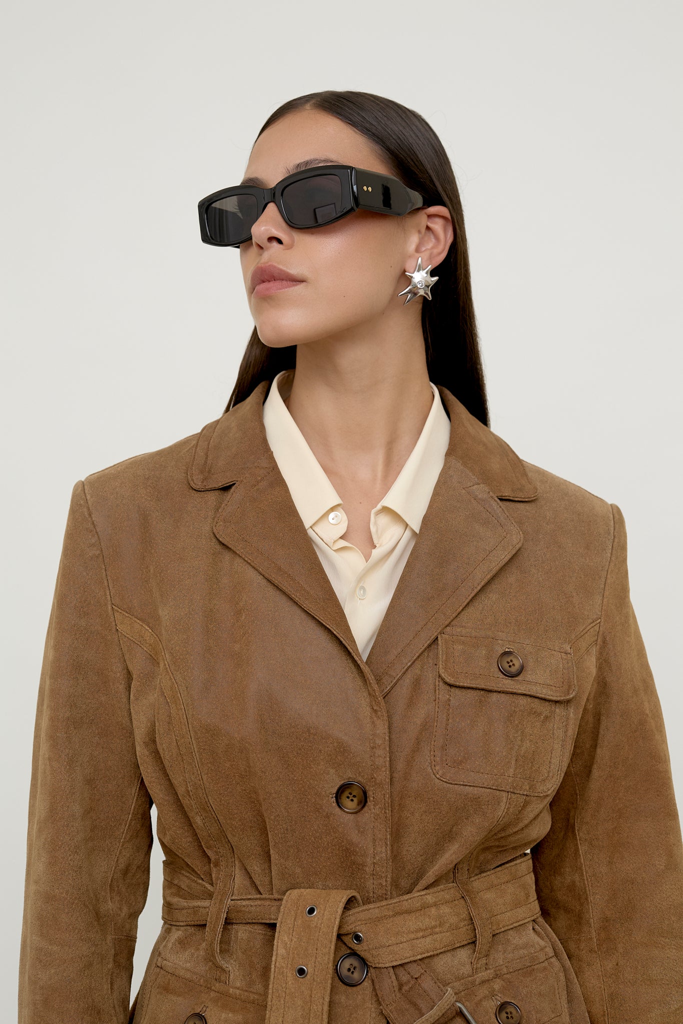 Vintage belted leather jacket