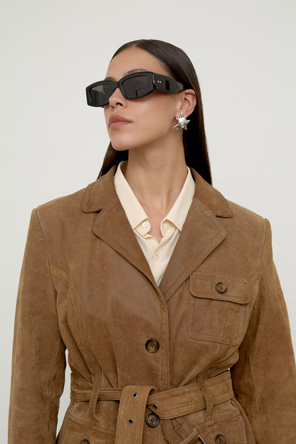 Vintage belted leather jacket