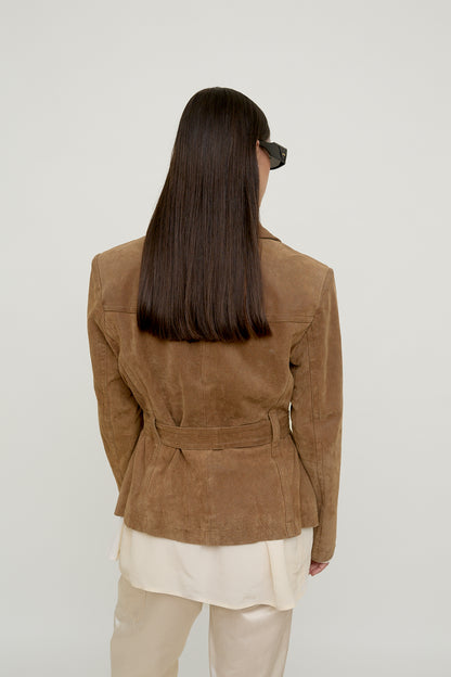 Vintage belted leather jacket