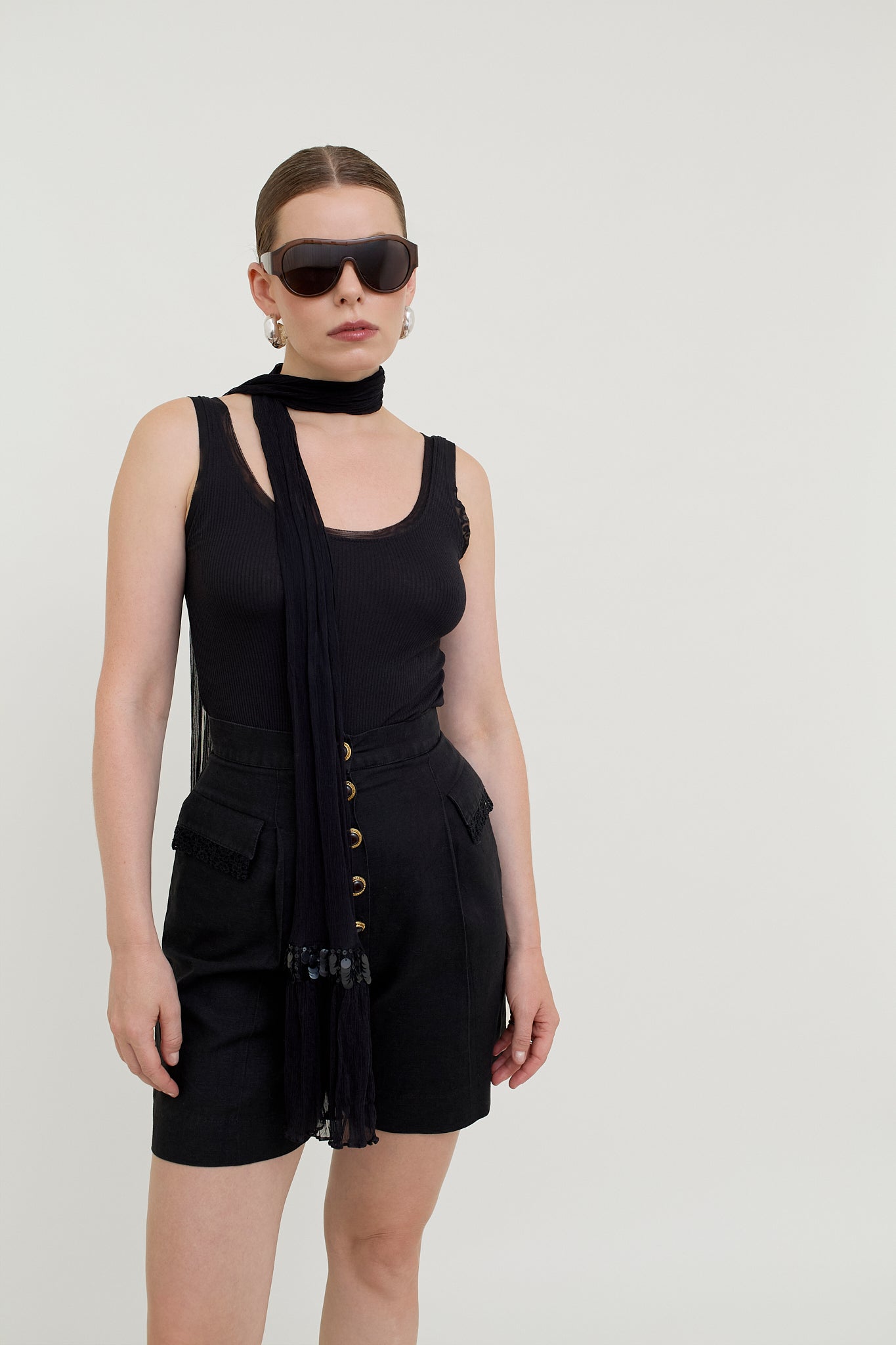 Black silk chiffon scarf