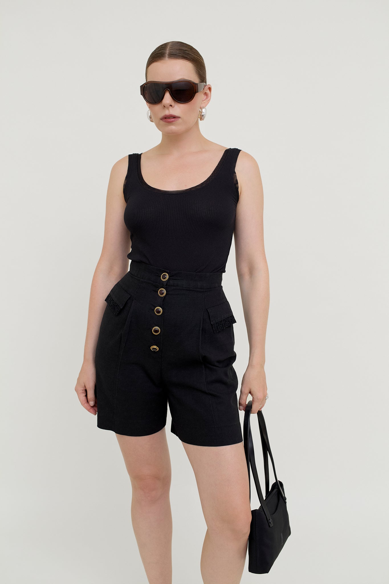 Vintage high-waisted summer shorts