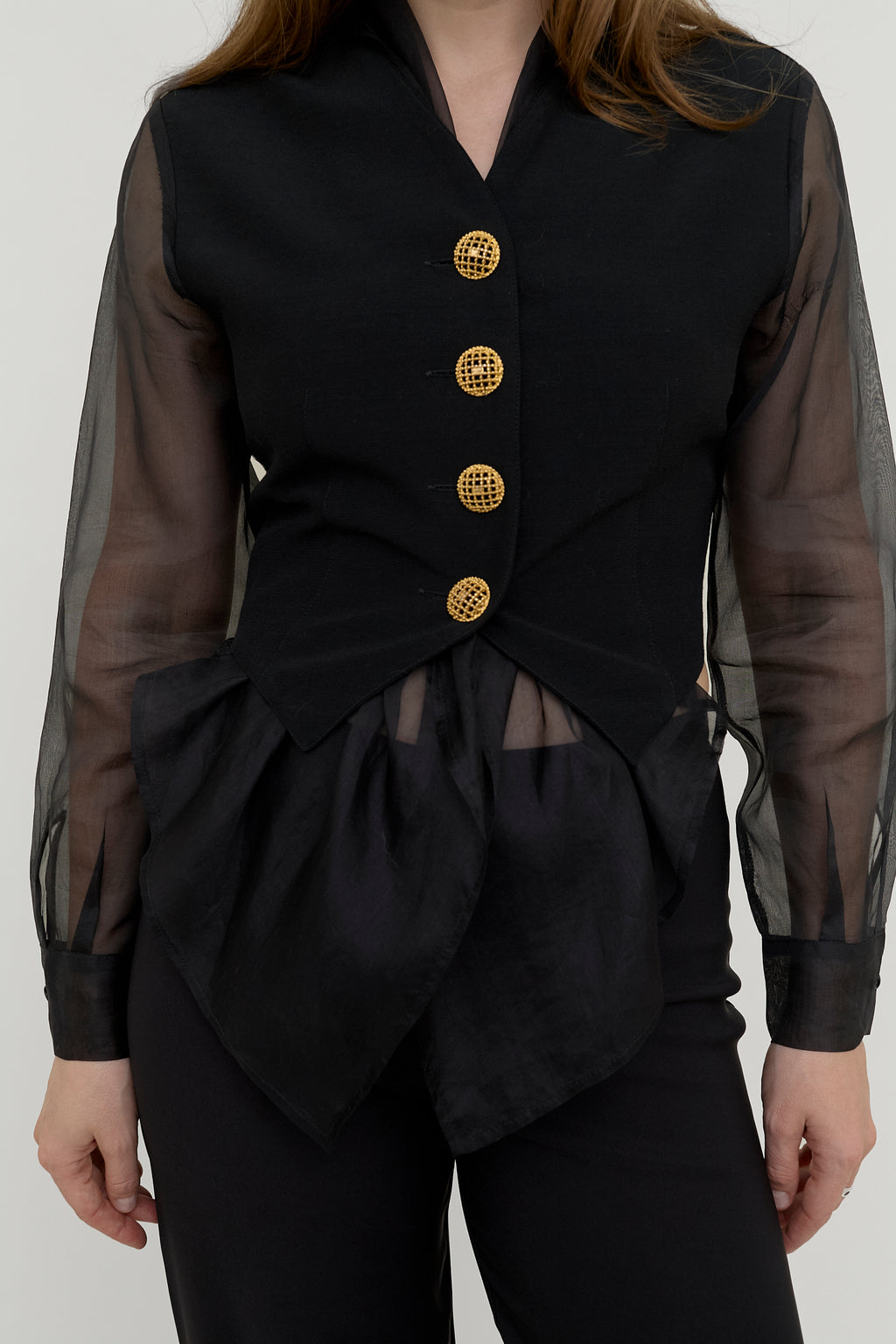 Vintage sheer sleeve evening blouse