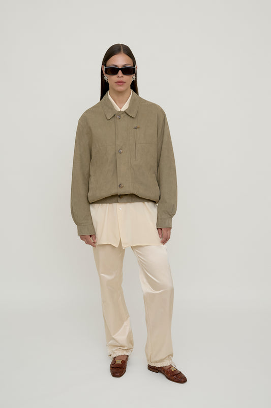 Light bomber jacket with suede effect