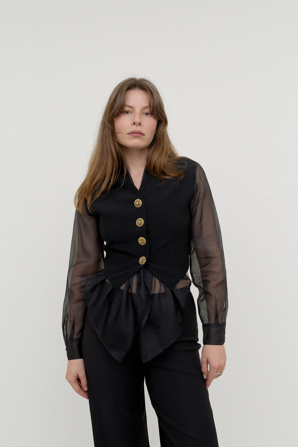 Vintage sheer sleeve evening blouse