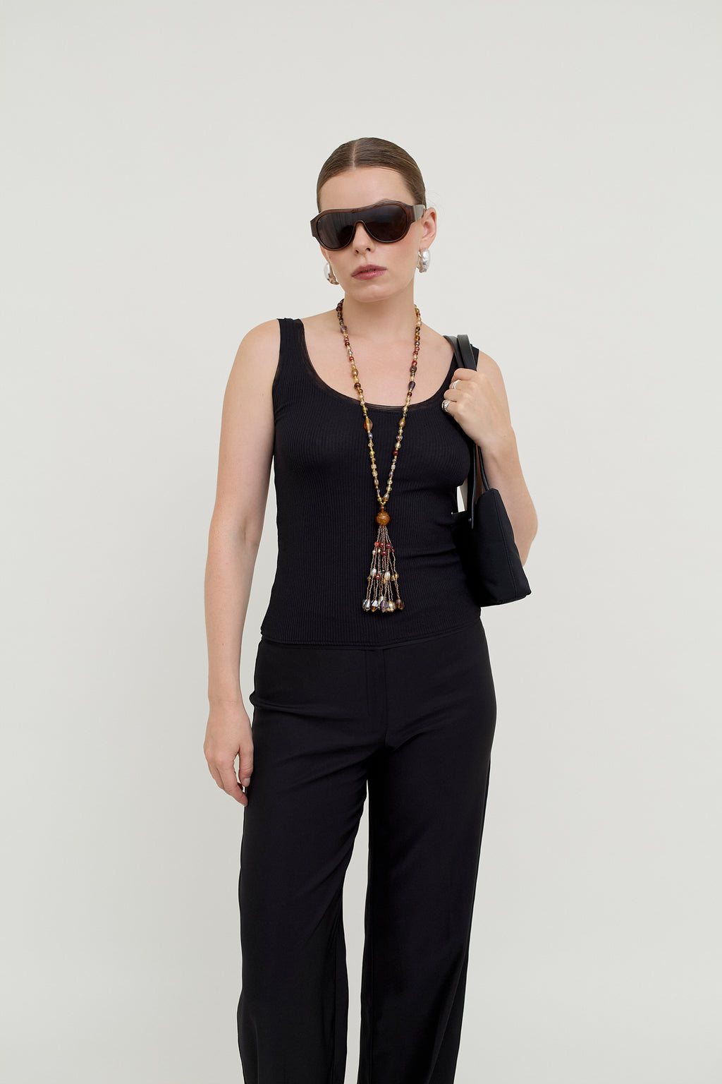 Long beaded tassel necklace