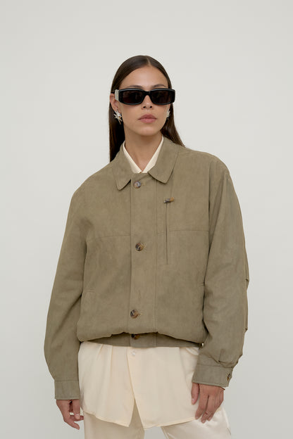 Light bomber jacket with suede effect