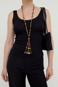 Long beaded tassel necklace