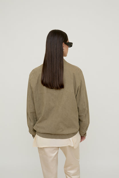 Light bomber jacket with suede effect