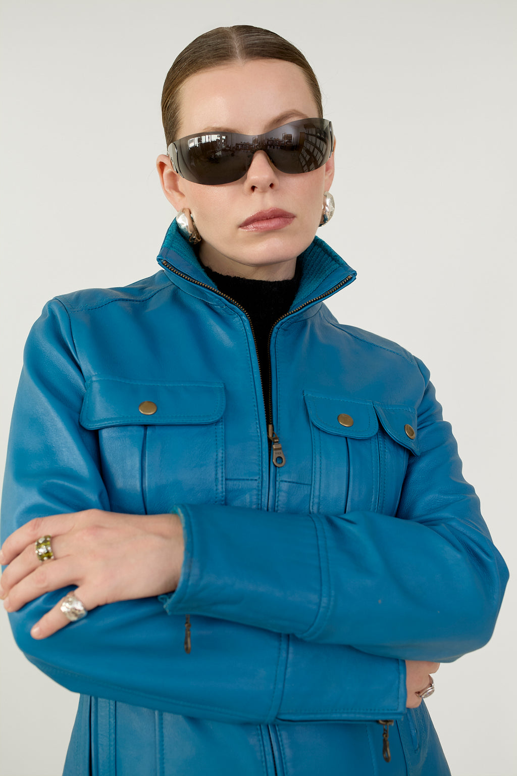 Vintage MNG leather zip jacket