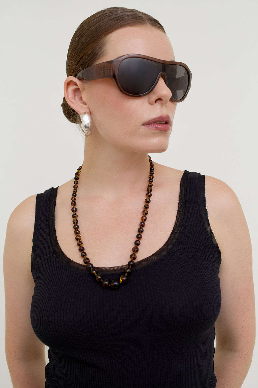 Brown glass bead necklace