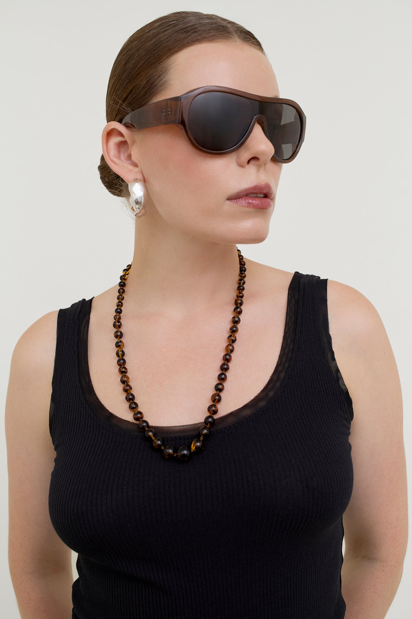 Brown glass bead necklace