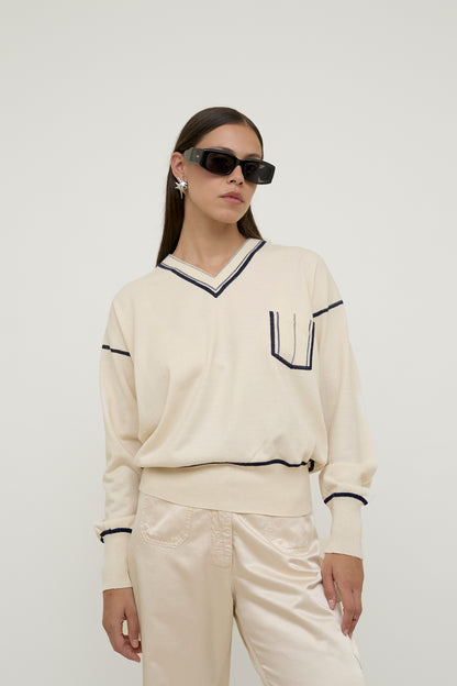 Uniform style jumper with pocket