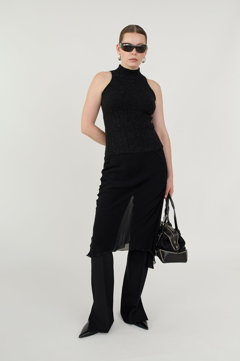 Mohair racerback knit top