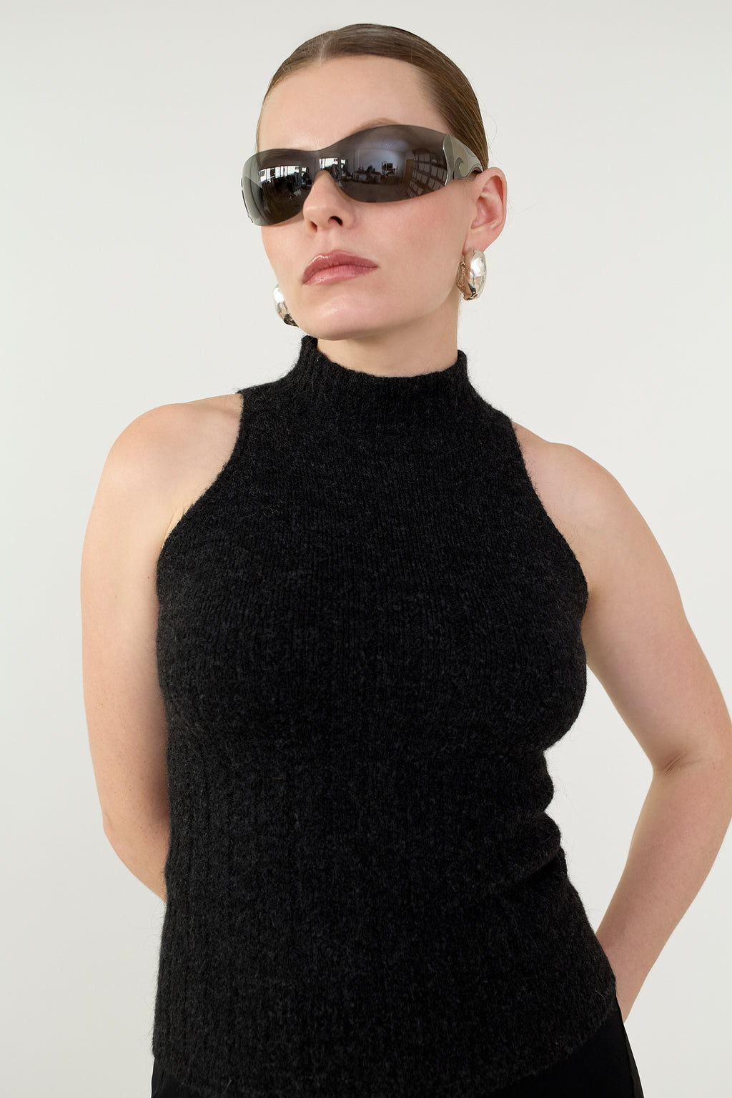 Mohair racerback knit top