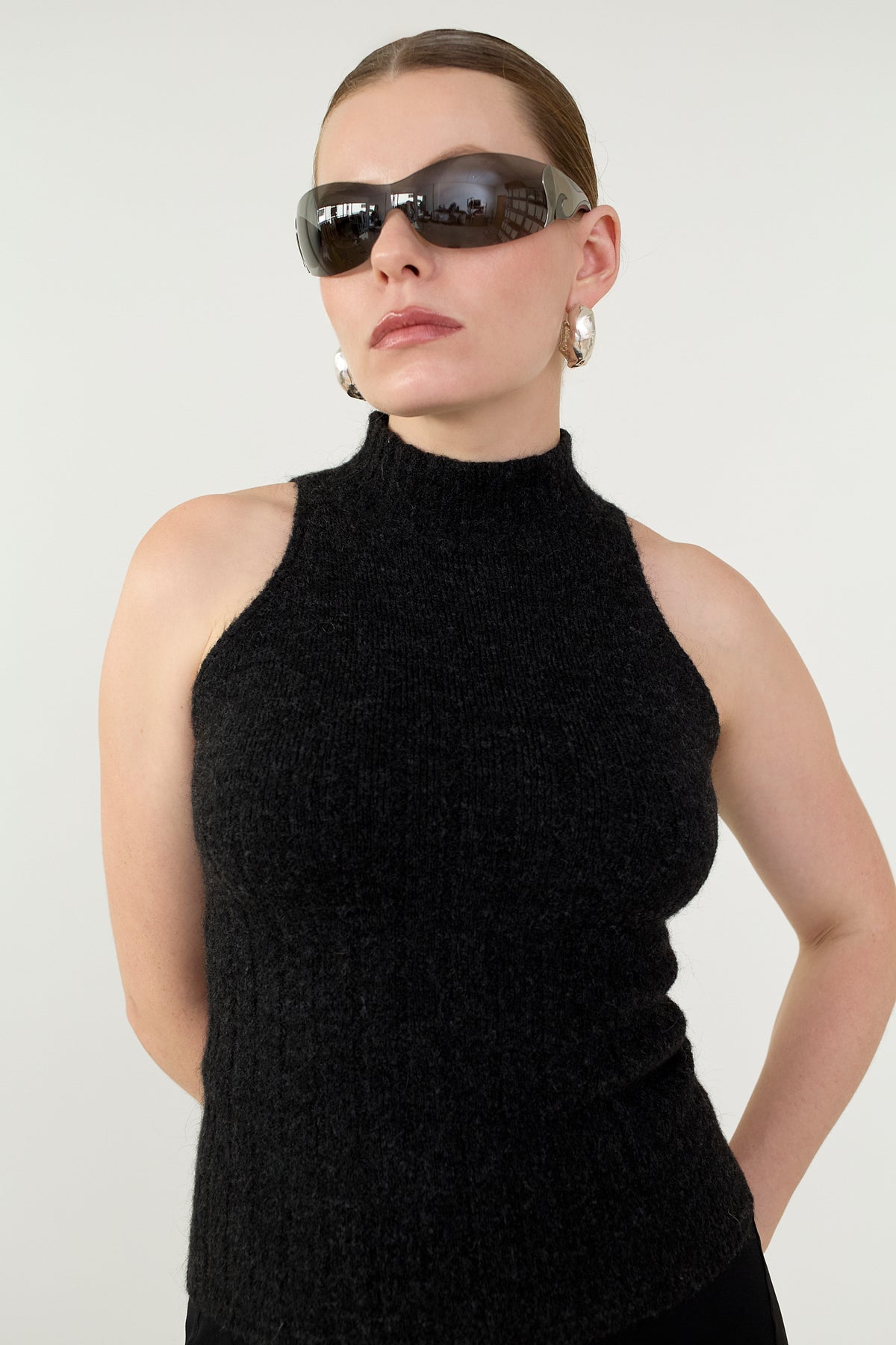 Mohair racerback knit top