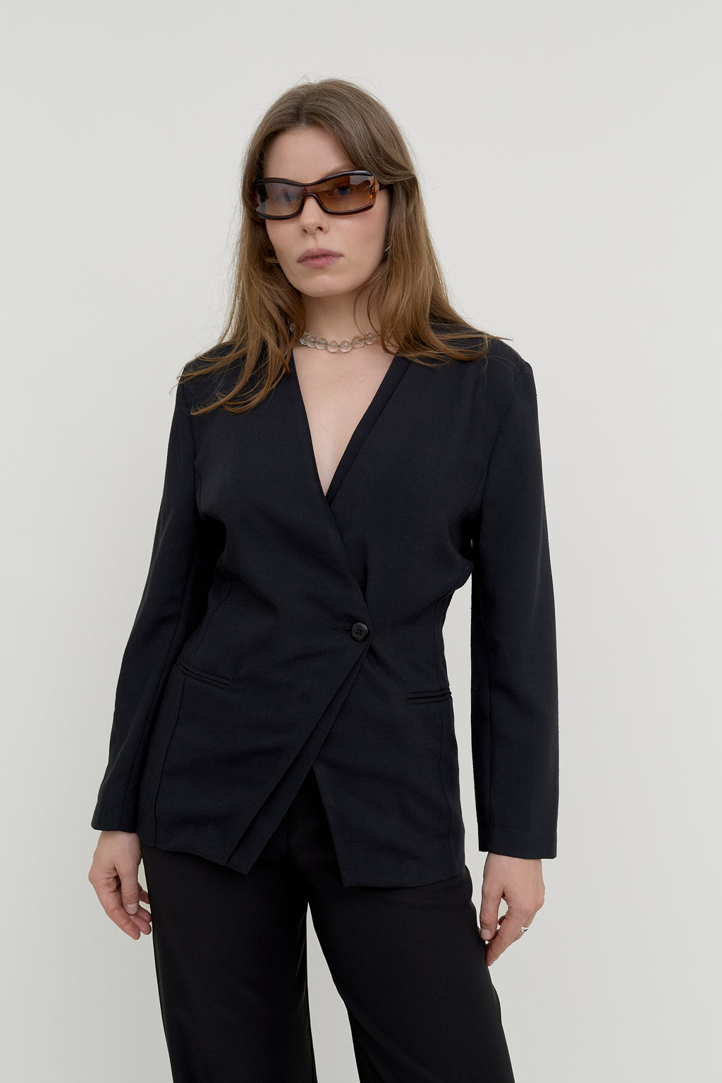 Midnight asymmetric blazer