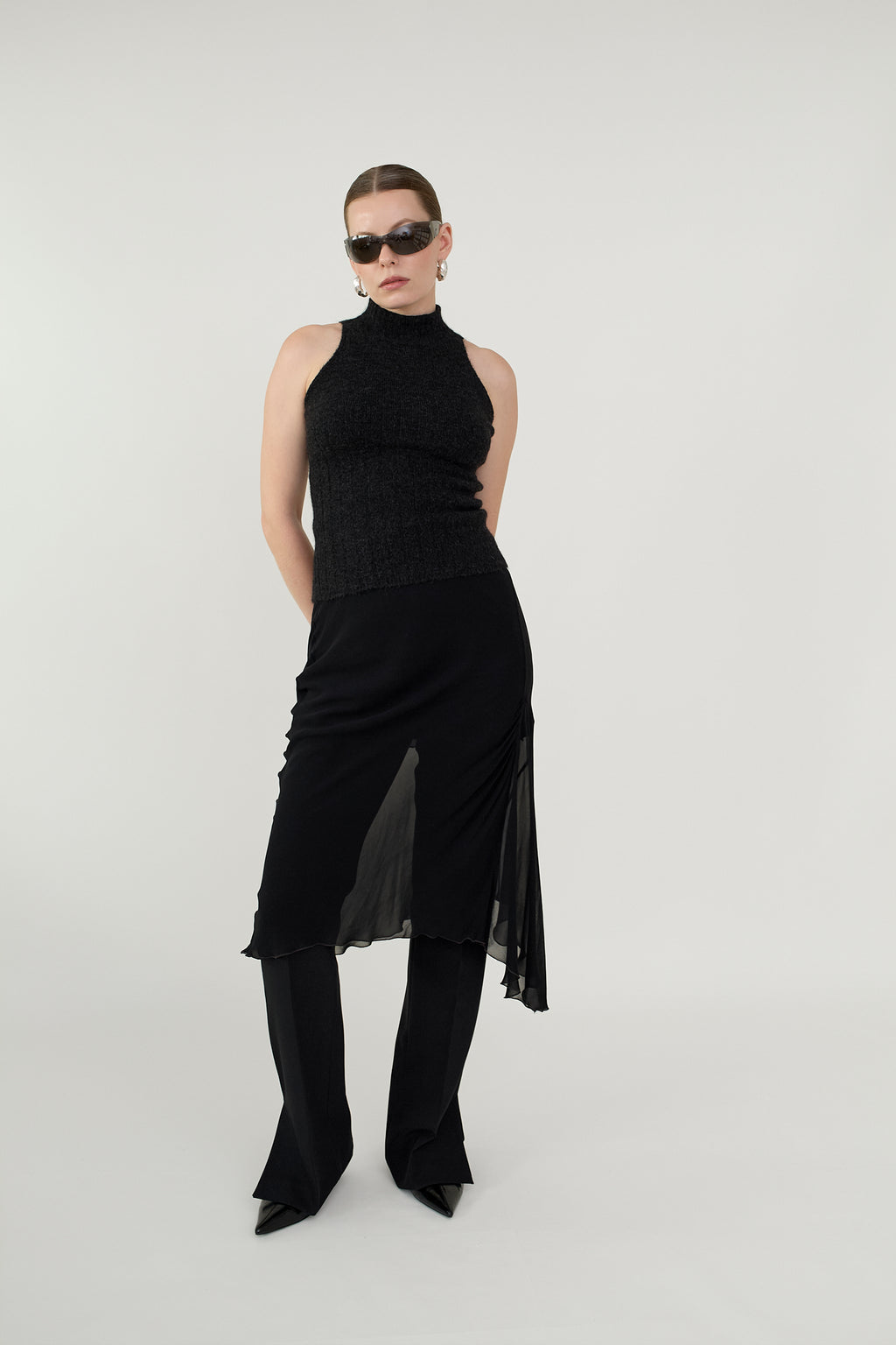 Mohair racerback knit top