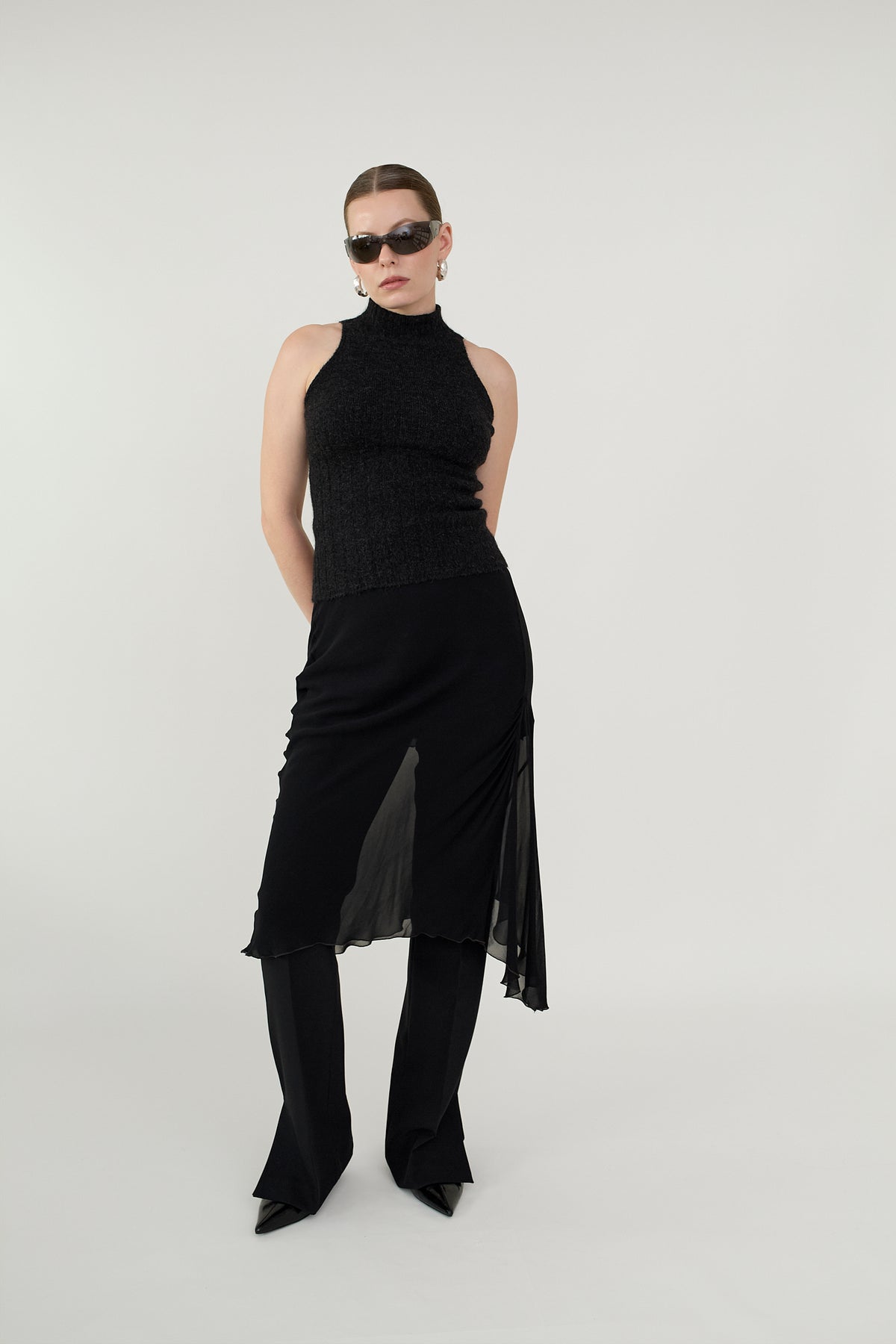 Mohair racerback knit top