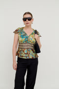 2000s silk paisley top