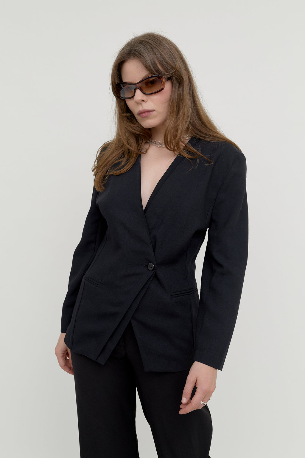 Midnight asymmetric blazer