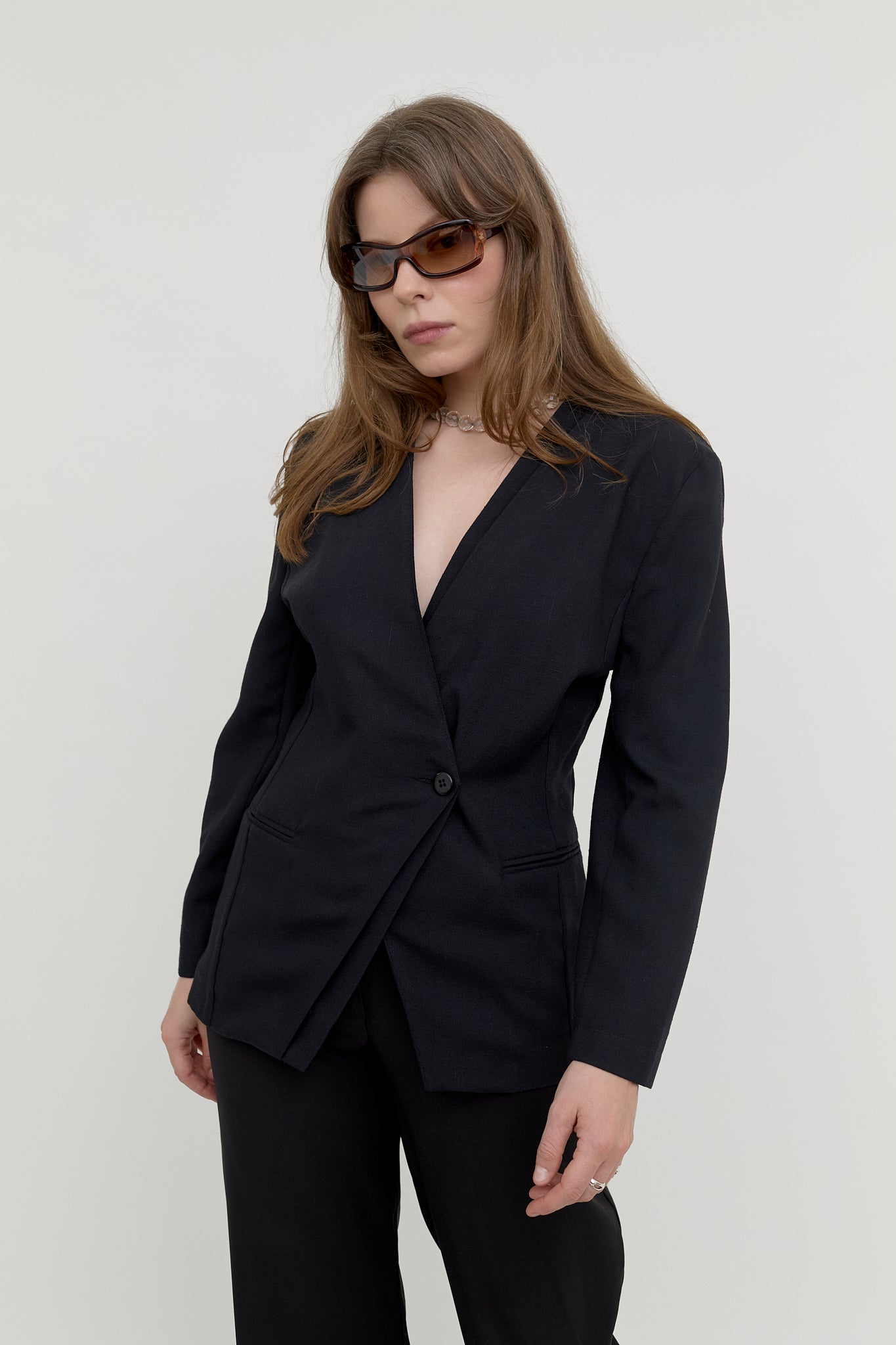 Midnight asymmetric blazer