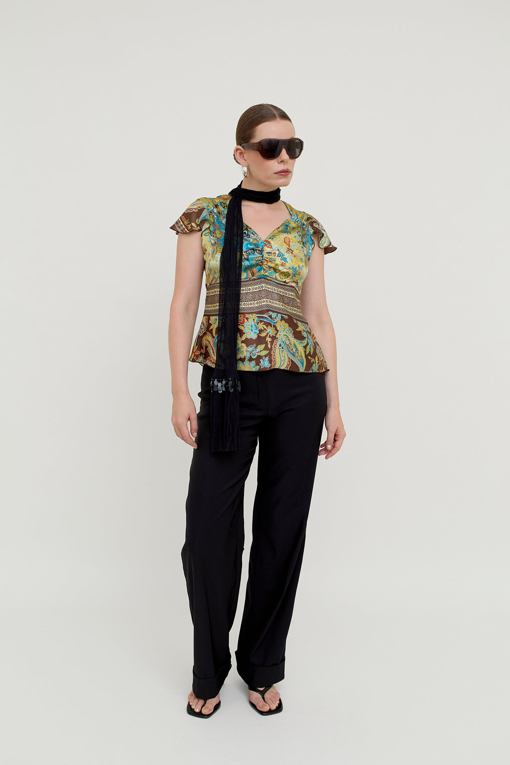 Black silk chiffon scarf