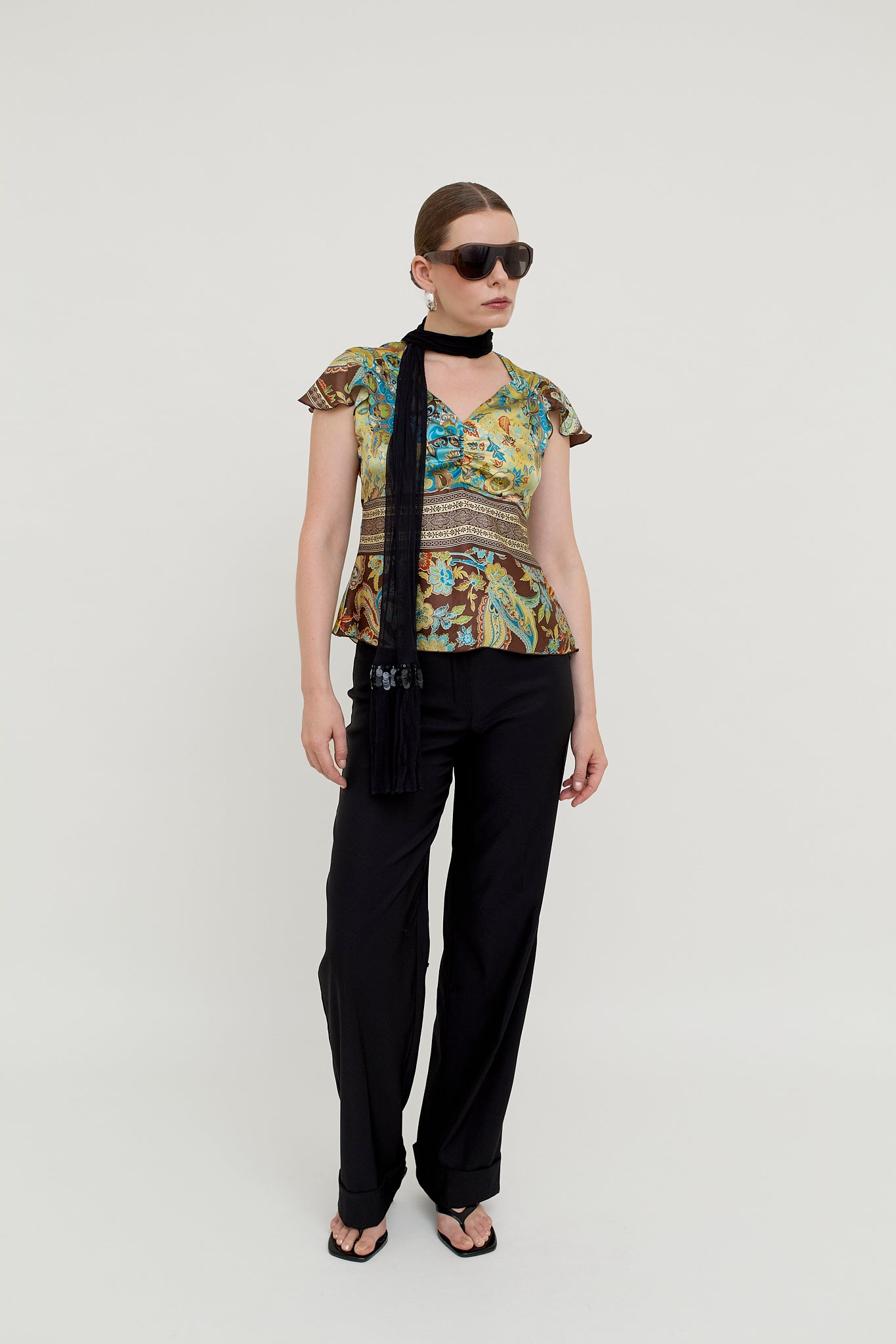 Black silk chiffon scarf