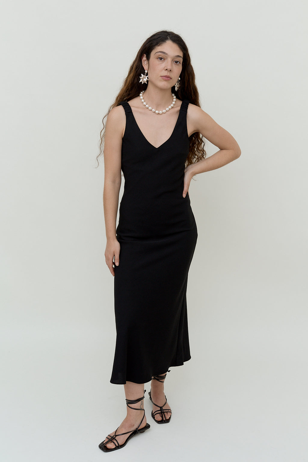 Black v-neck maxi dress