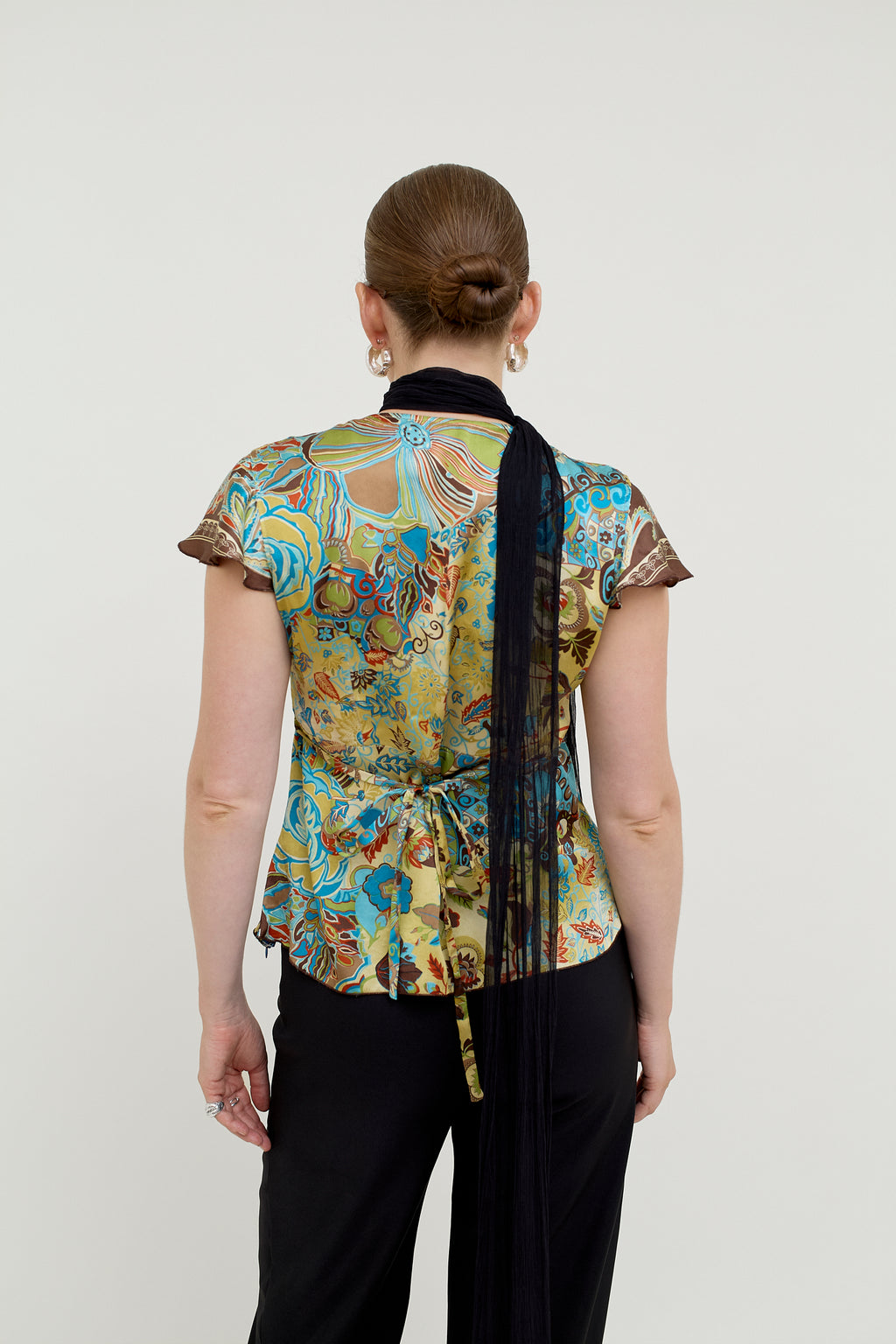 Black silk chiffon scarf