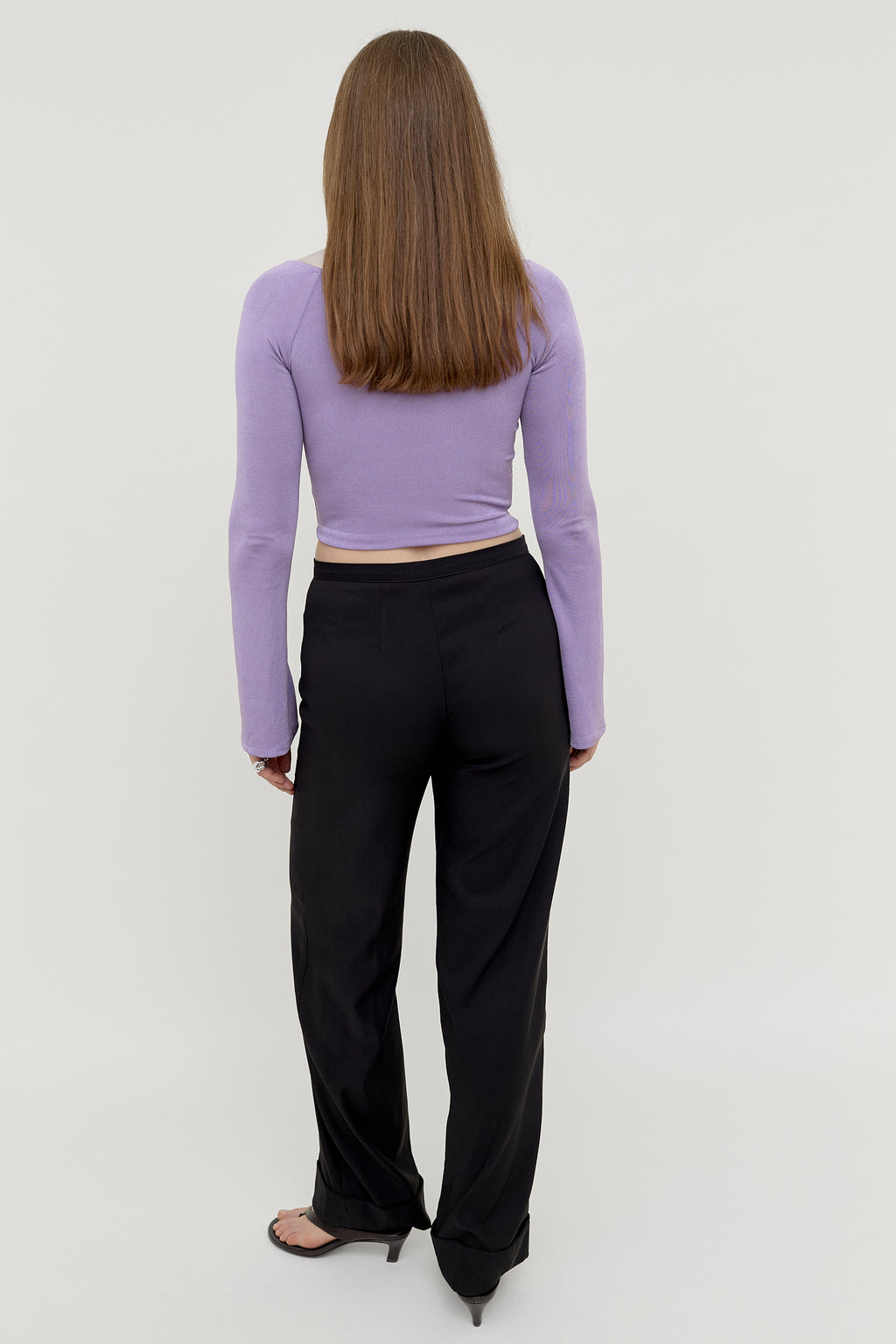 Lavender ruched tie-front top