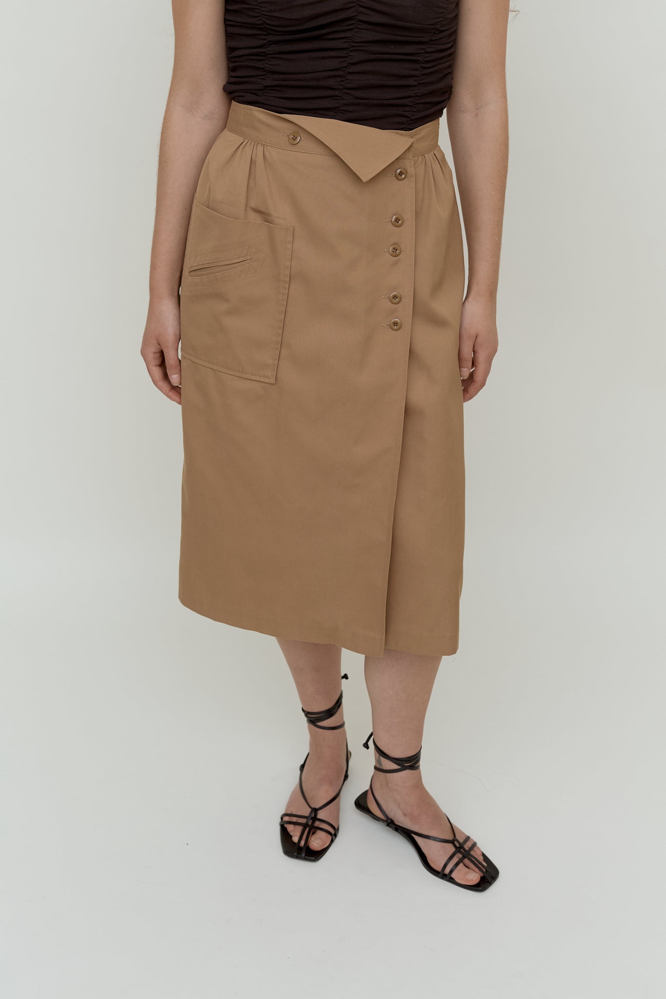 Button-front midi skirt