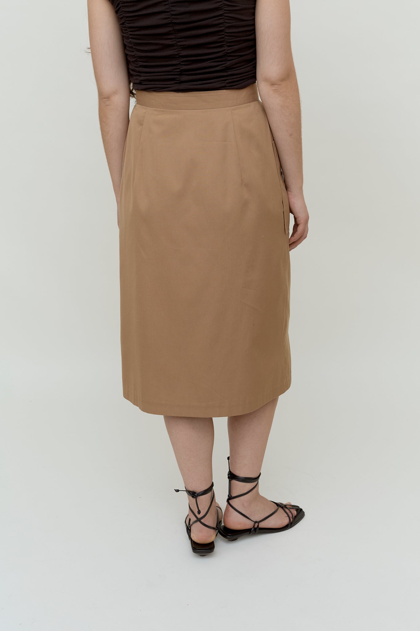 Button-front midi skirt