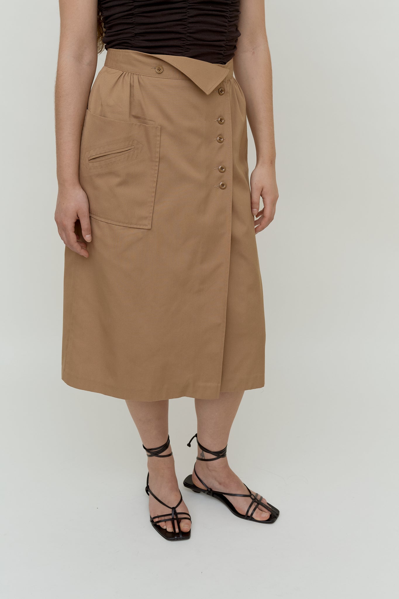 Button-front midi skirt