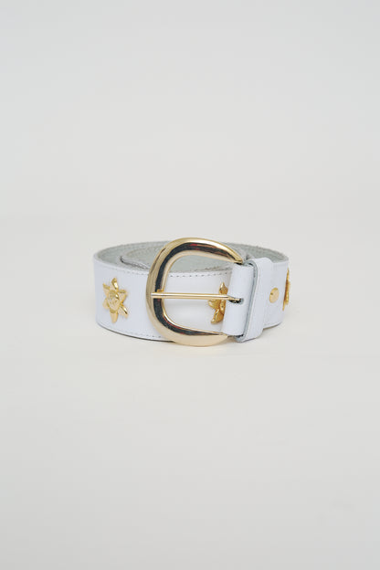 White leather belt