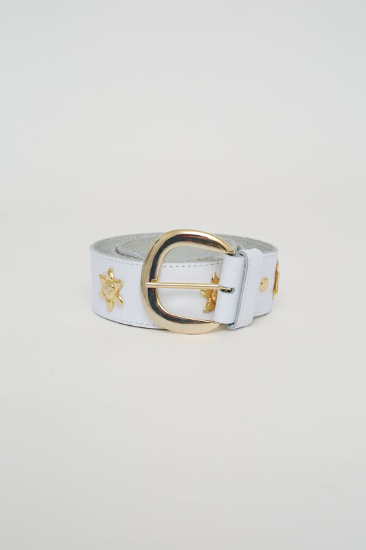 White leather belt