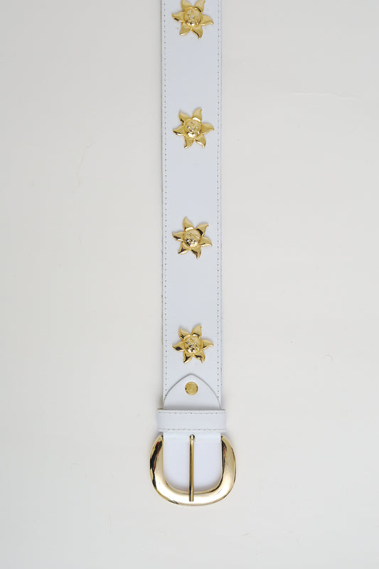White leather belt